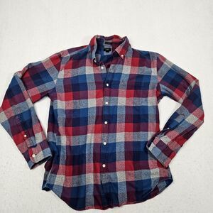 J. Crew Flannel‎ Shirt Size Large Red Blue Plaid Long Sleeve Button Front